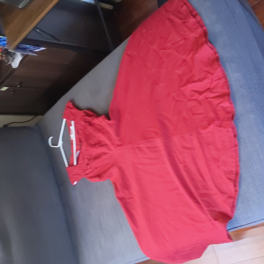 Deep Red Circle Skirt Dress